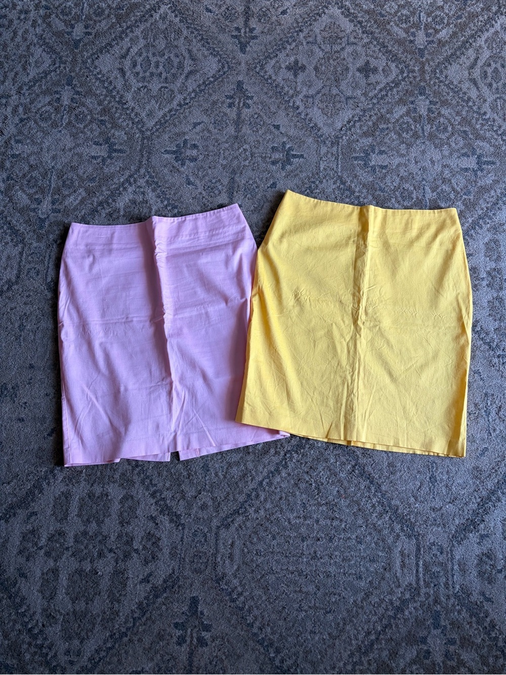 New York & Company Pastel Pencil Skirts in Pink and Yellow